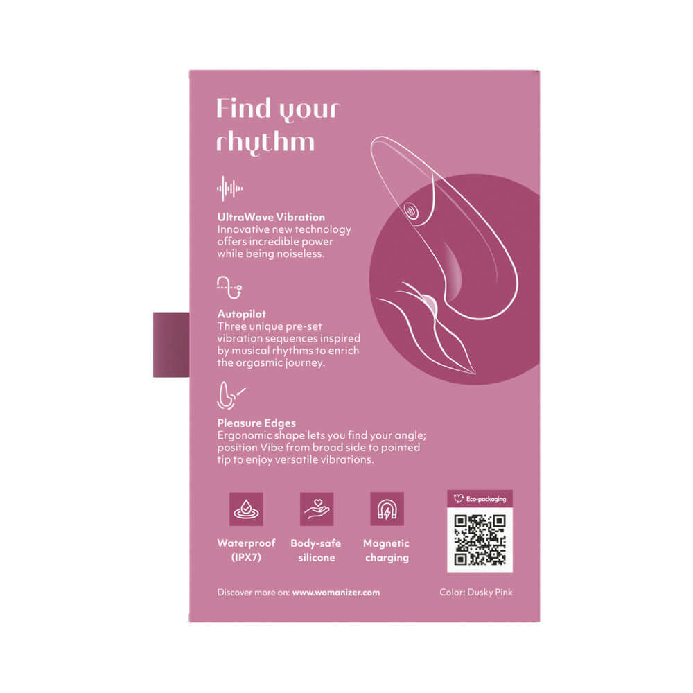 Womanizer Vibe Rechargeable Silicone Clitoral Vibrator - Dusky Pink