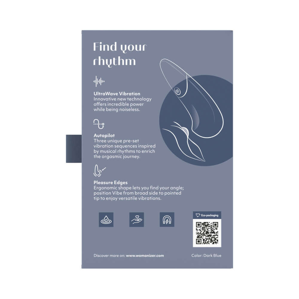 Womanizer Vibe Rechargeable Silicone Clitoral Vibrator - Dark Blue