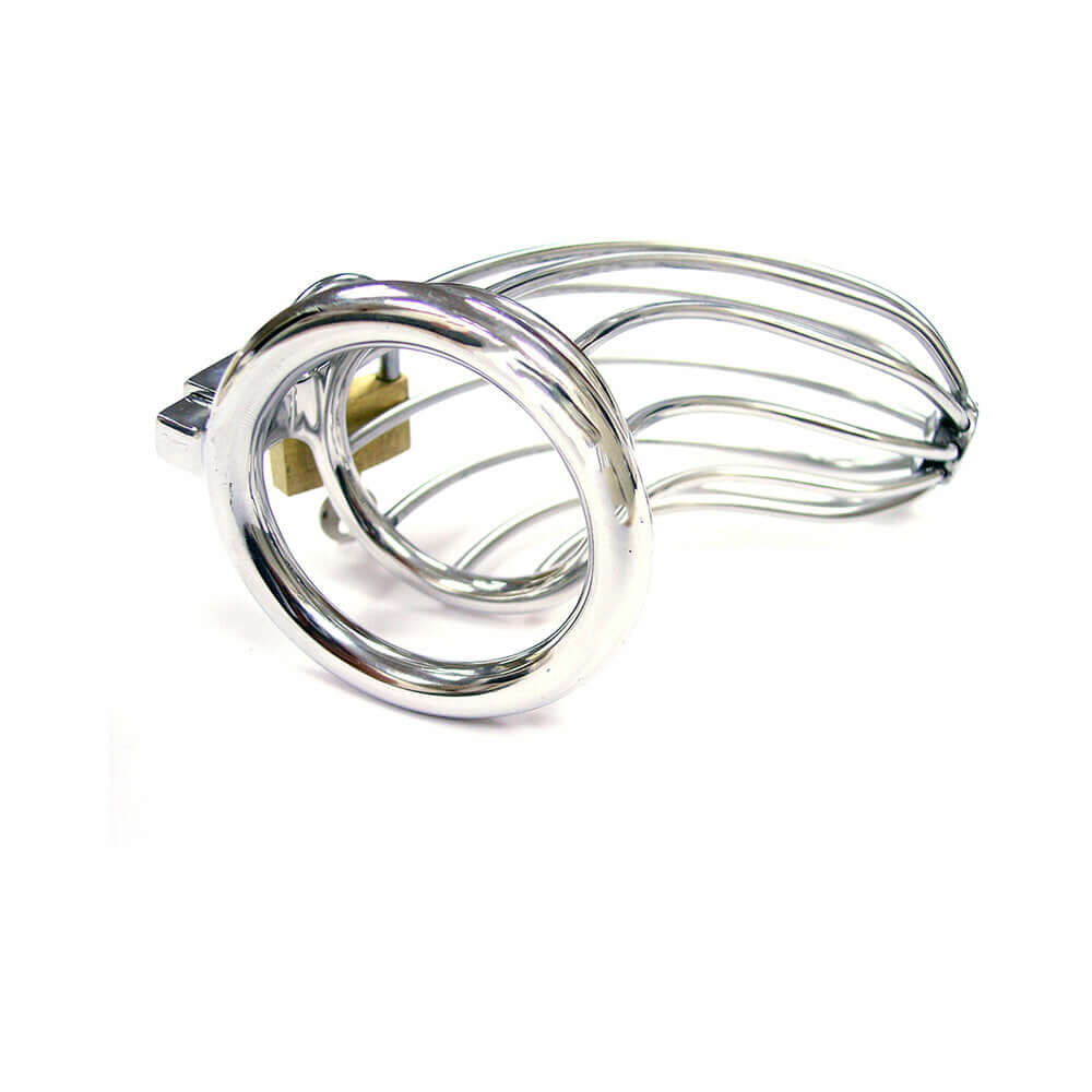 Rouge Stainless Cock Cage with Padlock Clamshell