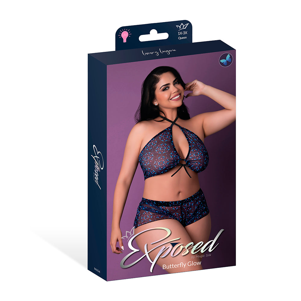Magic Silk Hazy Dayz Halter Top & Hot Short Set Butterfly Queen Size