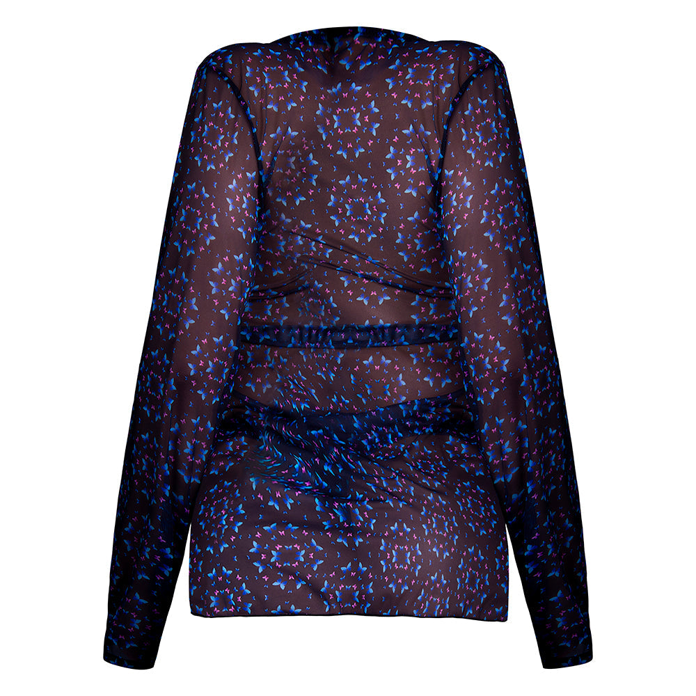 Magic Silk Hazy Dayz Tie Front Jacket & Thong Set Butterfly L/XL