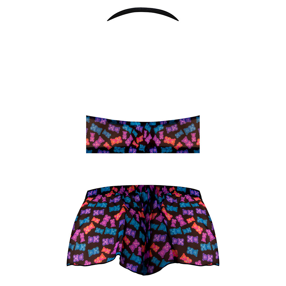 Magic Silk Hazy Dayz Halter Top & Hot Short Set Gummy Bears Queen Size