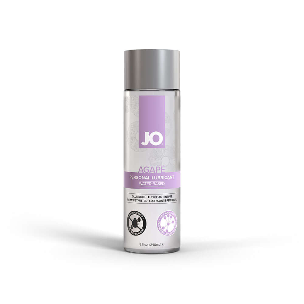 JO Agape Original Water-Based Lubricant 8 Oz bottle, a pH-balanced personal lubricant for enhanced intimacy.