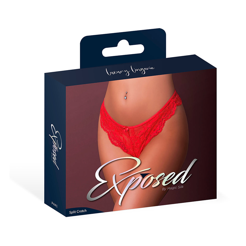 Magic Silk Sugar High Split Crotch Panty Red L/XL