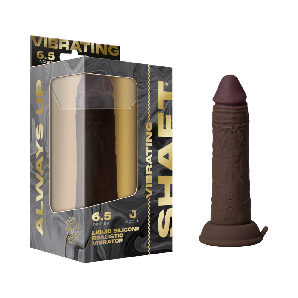 Shaft Vibrating Model J: 6.5 inches Dual Density Silicone Dildo Mahogany