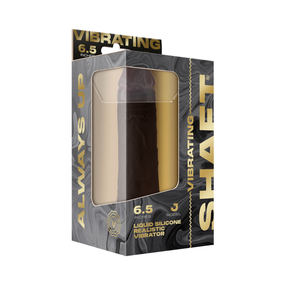 Shaft Vibrating Model J: 6.5 inches Dual Density Silicone Dildo Mahogany