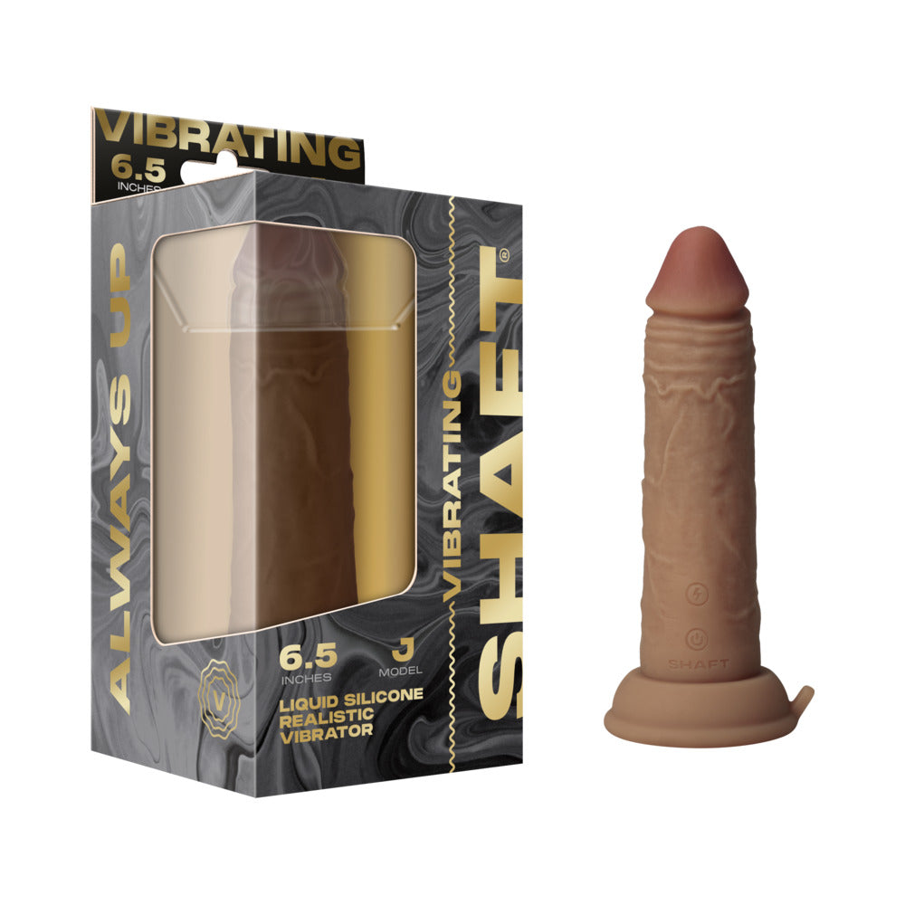 Shaft Vibrating Model J: 6.5 inch Dual Density Silicone Dildo Oak