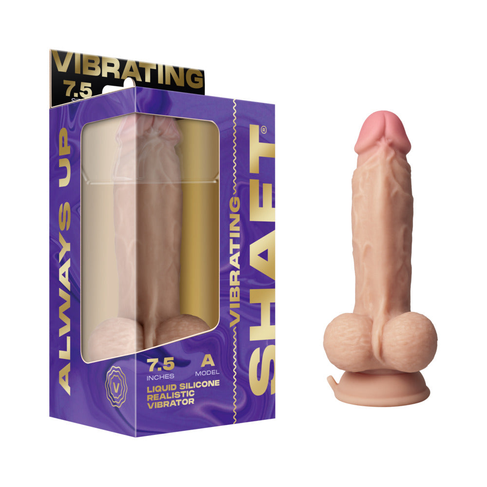 Shaft Vibrating Model A: 7.5 inch Dual Density Silicone Dildo Pine