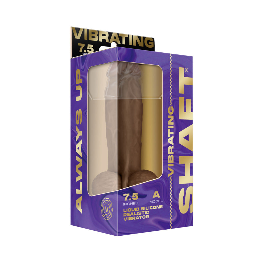 Shaft Vibrating Model A: 7.5 inch Dual Density Silicone Dildo Oak