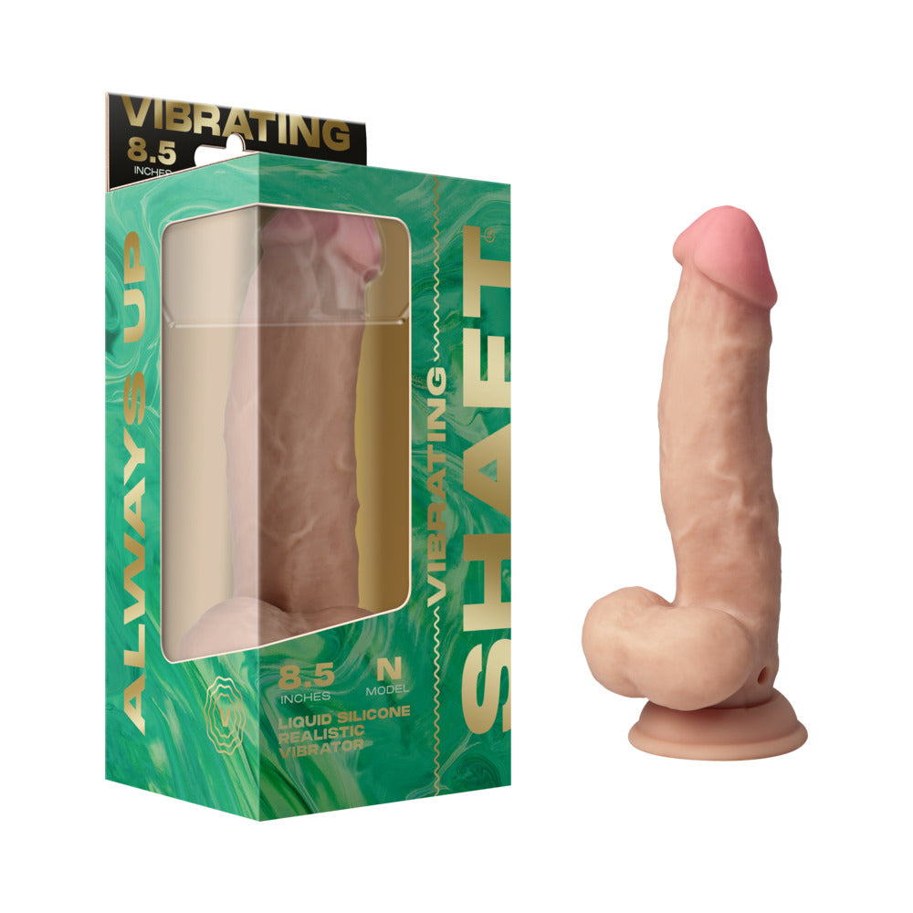 Shaft Vibrating Model N: 8.5 inches Dual Density Silicone Dildo Pine