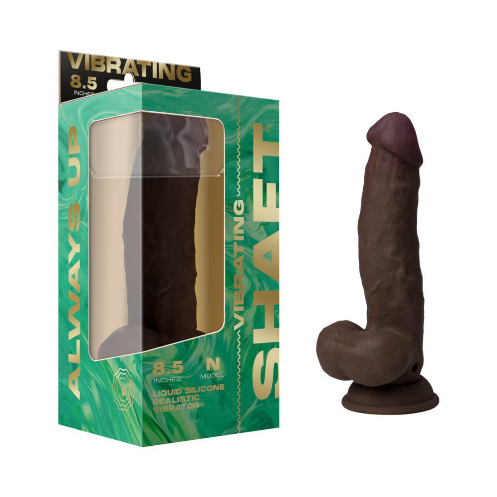 Shaft Vibrating Model N: 8.5 inch Dual Density Silicone Dildo Mahogany