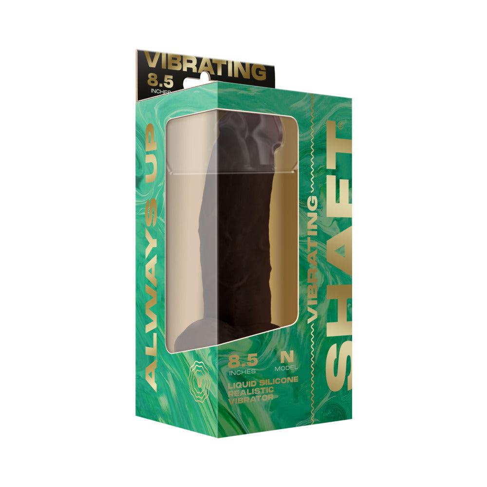 Shaft Vibrating Model N: 8.5 inch Dual Density Silicone Dildo Mahogany