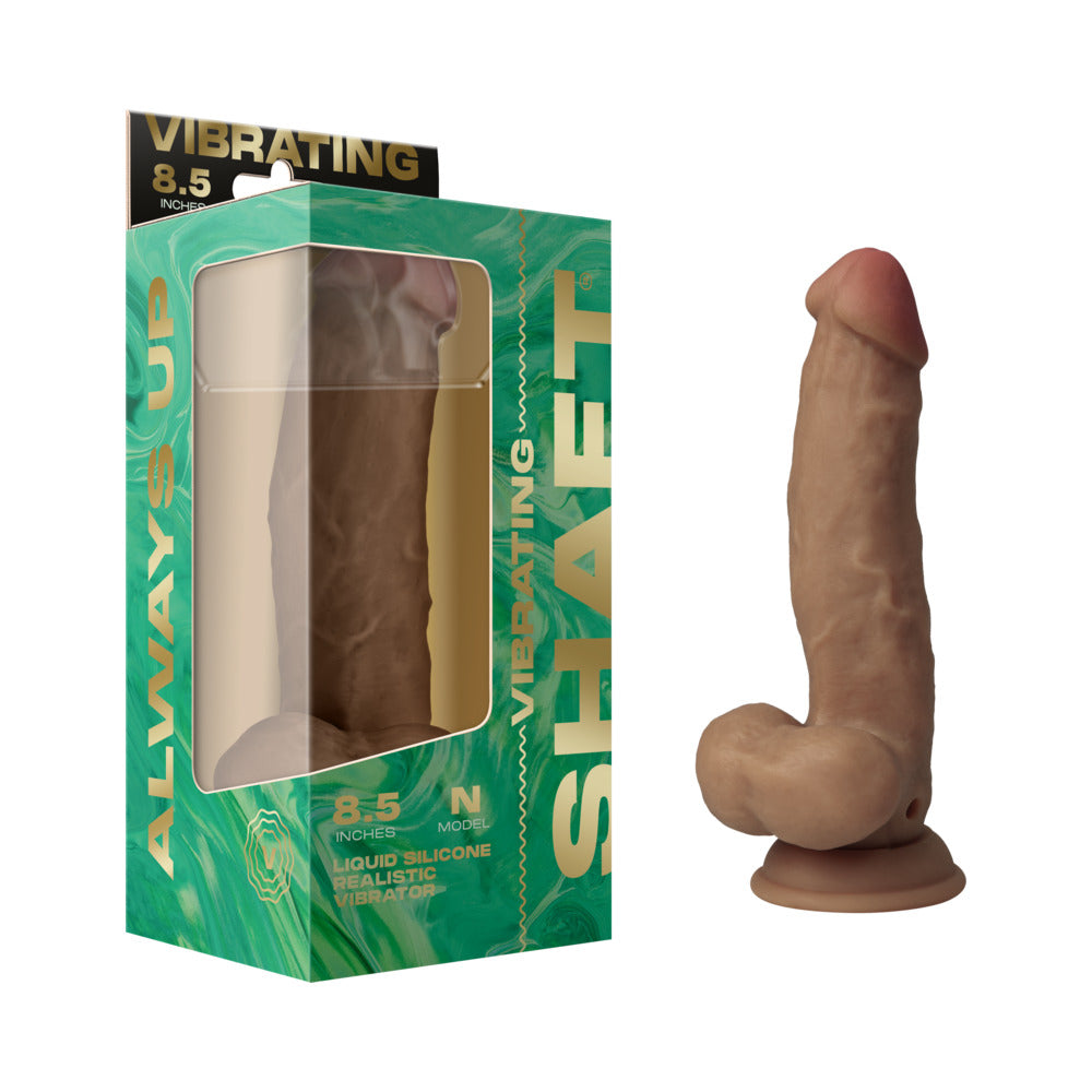 Shaft Vibrating Model N: 8.5 inch Dual Density Silicone Dildo Oak