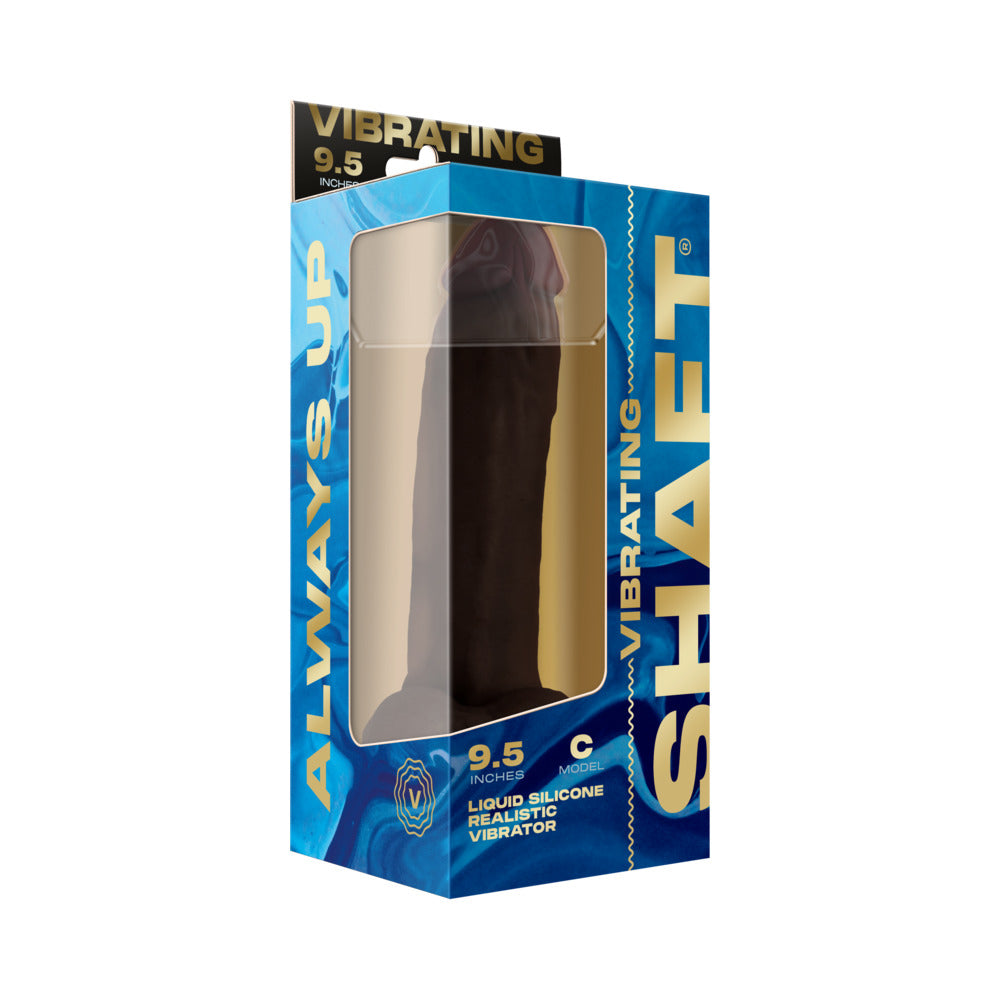 Shaft Vibrating Model C: 9.5 inch Dual Density Silicone Dildo Mahogany