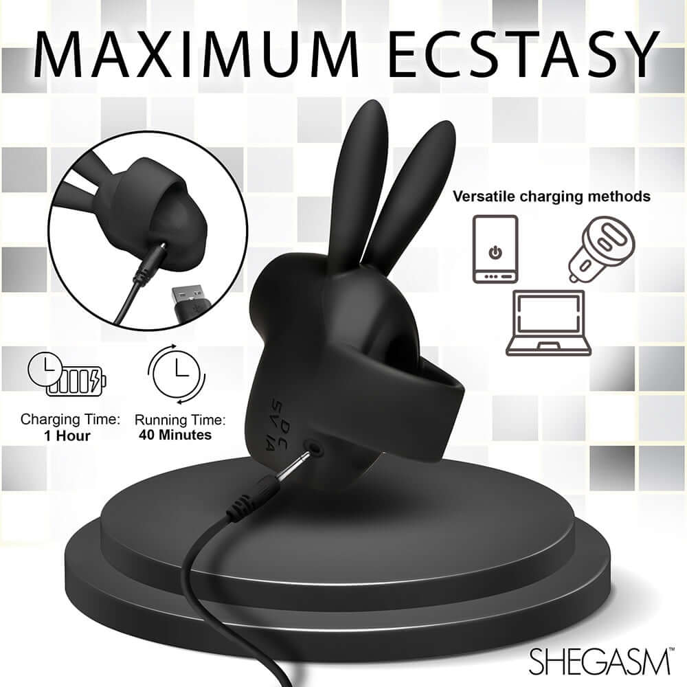 Shegasm Sucky Bunny Clit Stimulator Black