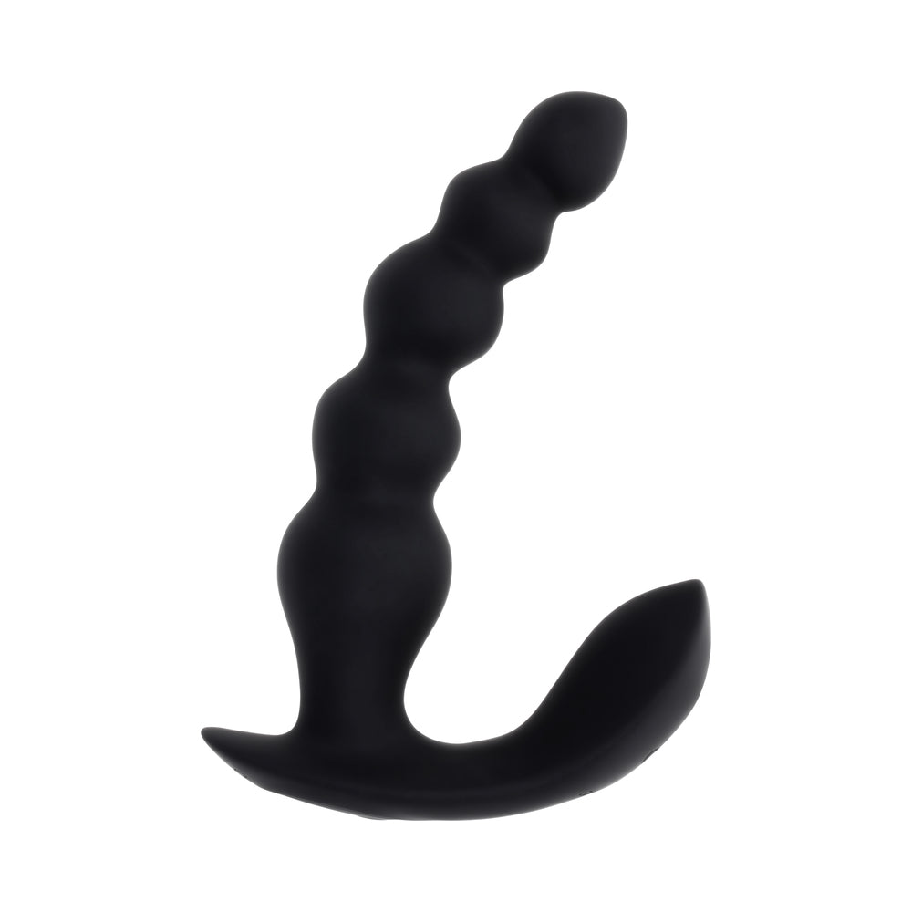 Evolved Bead Me Up Prostate Rechargeable Black anal vibrator with graduated beaded shaft for targeted pleasure.
