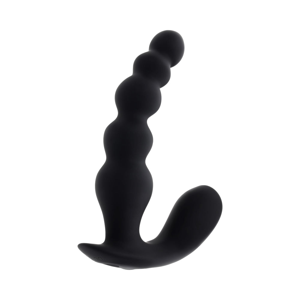 Evolved Bead Me Up Prostate Rechargeable Black anal vibrator with graduated beaded shaft for targeted pleasure.