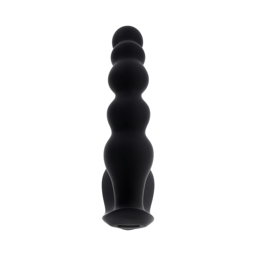 Evolved Bead Me Up Prostate Rechargeable Black anal vibrator with graduated beaded shaft for targeted pleasure