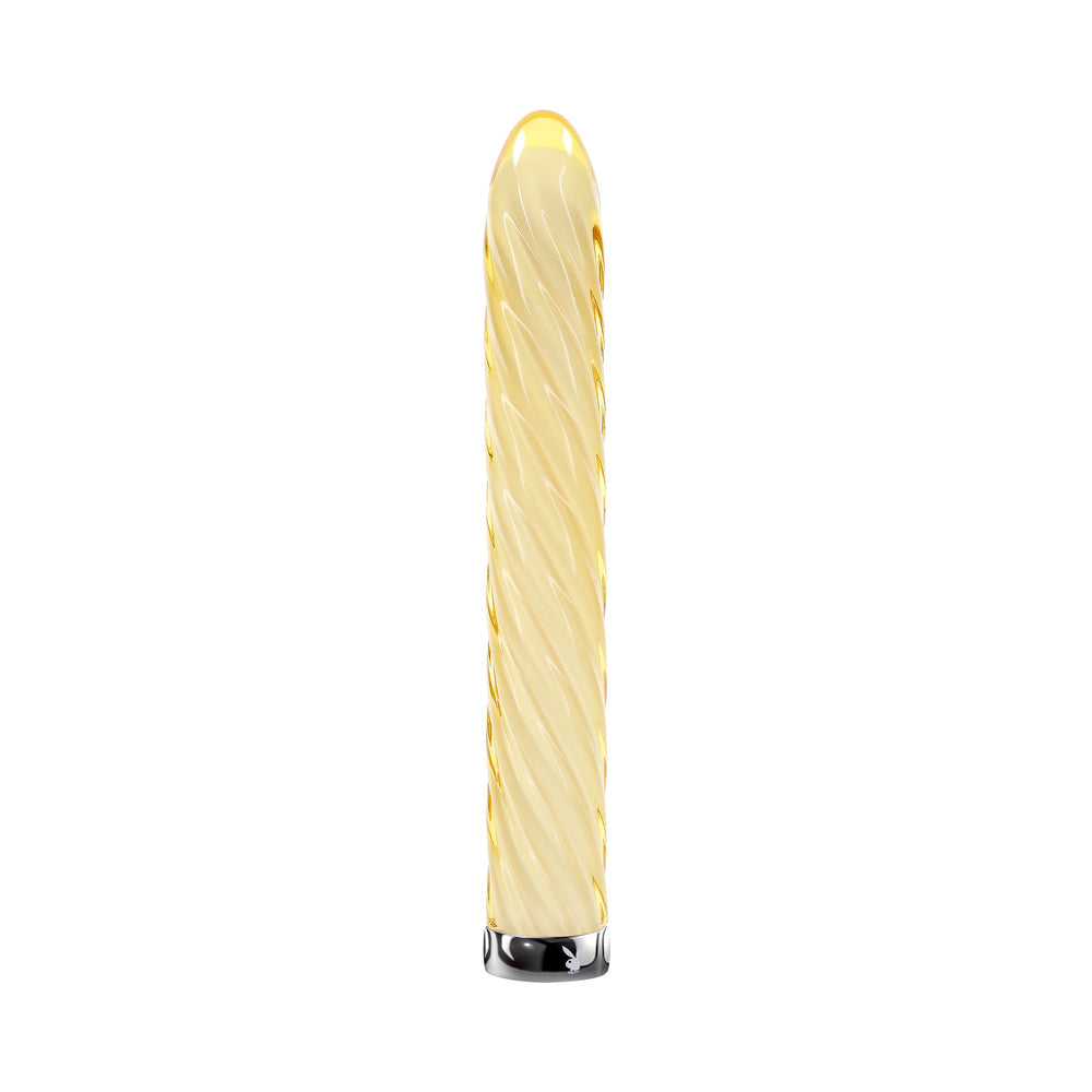 Playboy Twist Of Fate Rechargeable Glass Vibrator Yellow