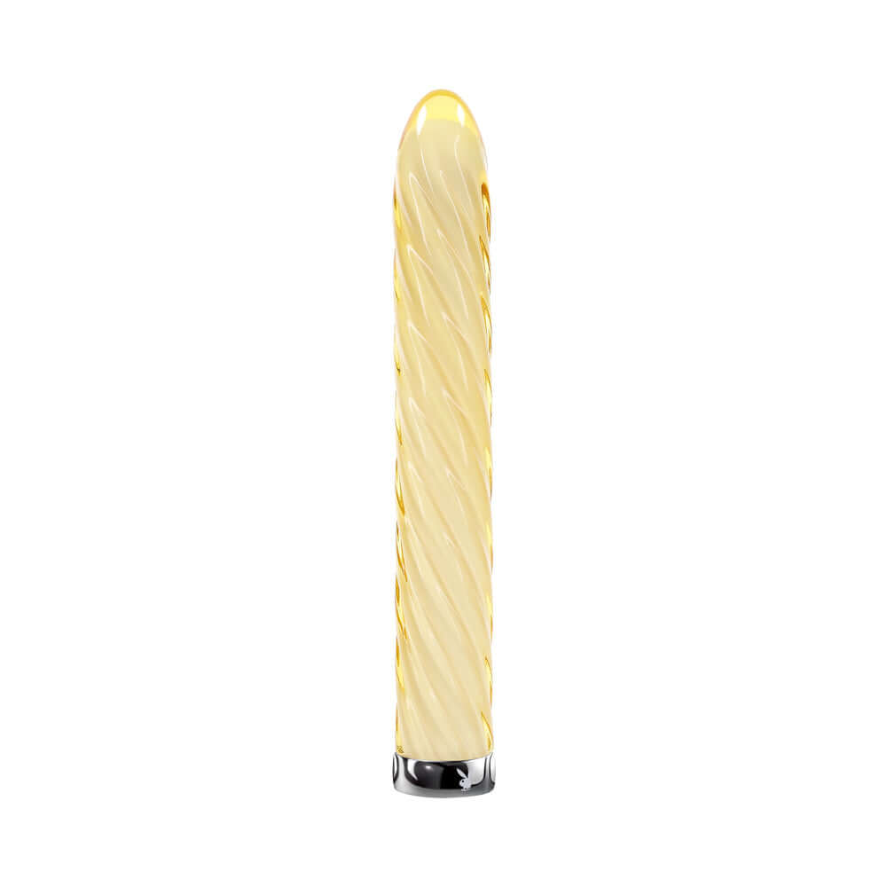 Playboy Twist Of Fate Rechargeable Glass Vibrator Yellow
