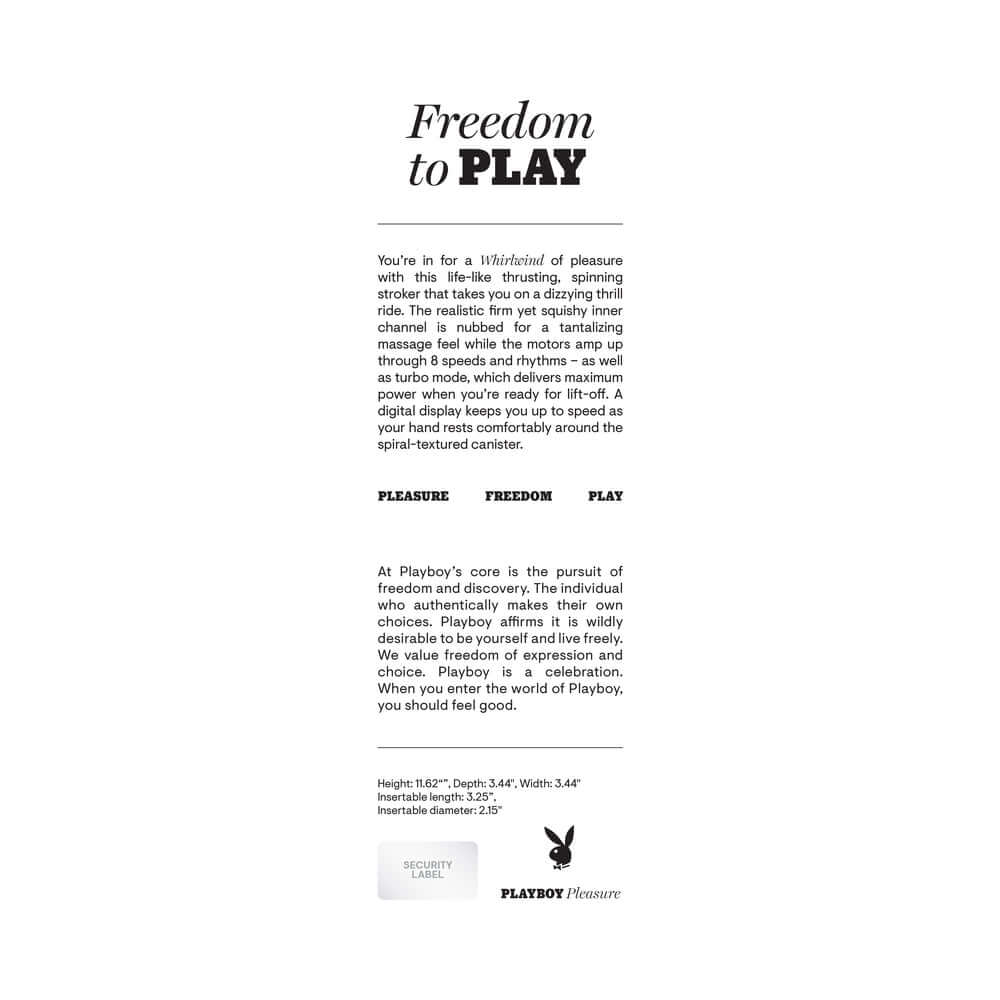 Playboy Whirlwind Rechargeable Thrusting and Spinning Stroker