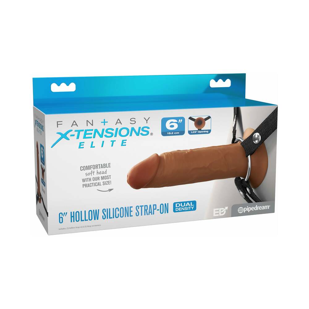 Fantasy X-Tensions Elite Hollow Silicone Strap-On 6 inches Brown