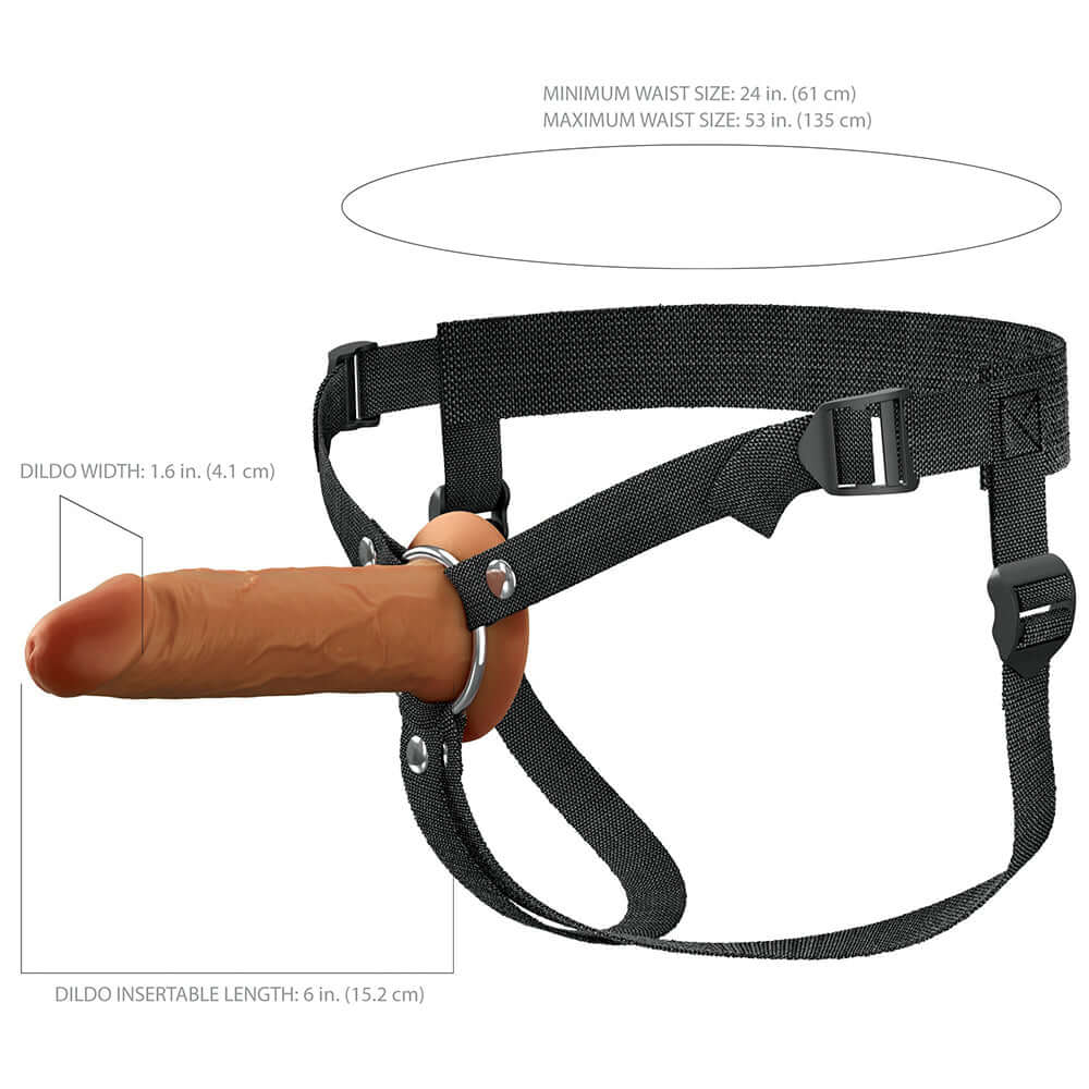 Fantasy X-Tensions Elite Hollow Silicone Strap-On 6 inches Brown