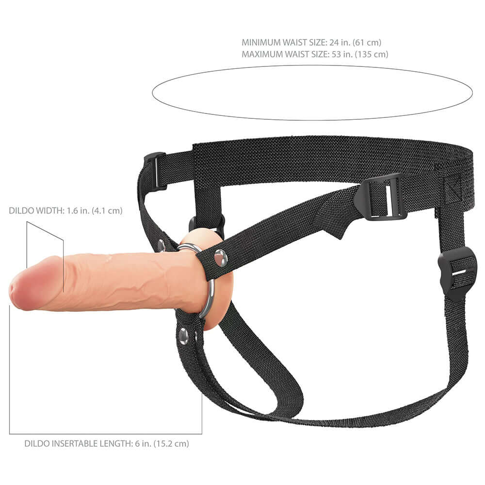 Fantasy X-Tensions Elite Hollow Silicone Strap-On 6 inch Light with adjustable harness for strap-on play