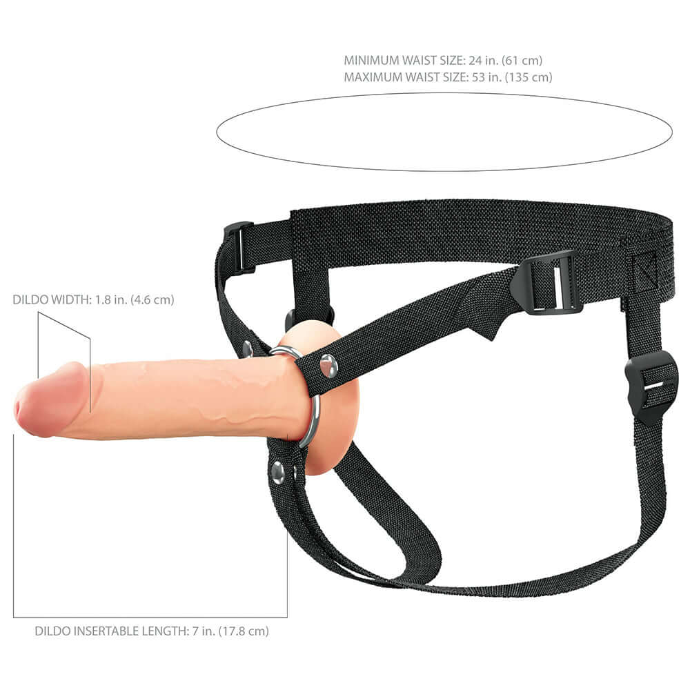Fantasy X-Tensions Elite Hollow Silicone Strap-On 7 inch Light dimensions with adjustable straps and insertable length.