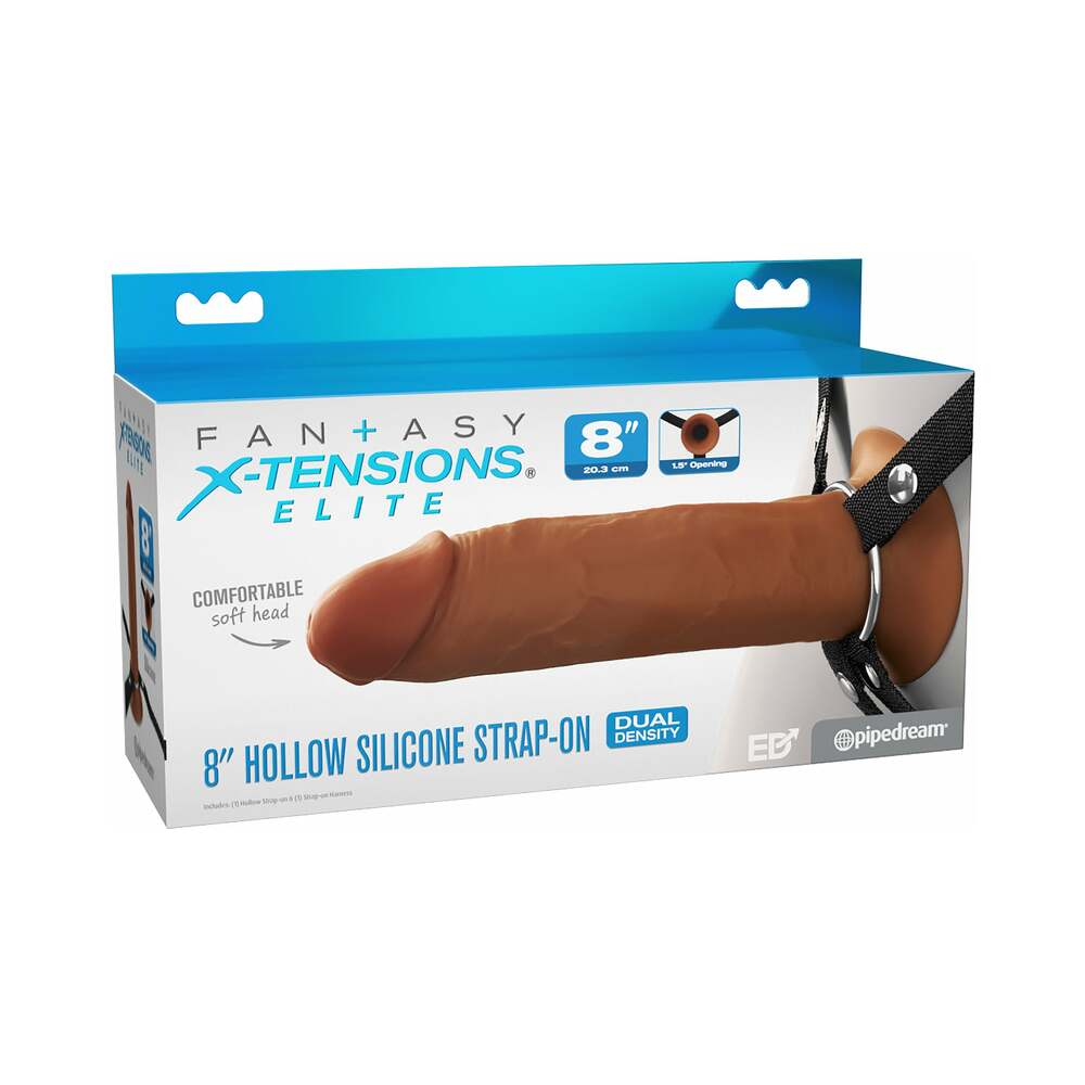 Fantasy X-Tensions Elite Hollow Silicone Strap-On 8 inches Brown