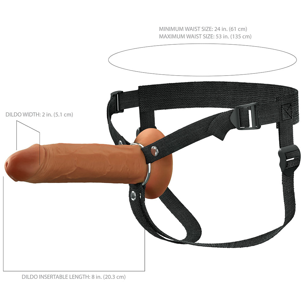 Fantasy X-Tensions Elite Hollow Silicone Strap-On 8 inches Brown