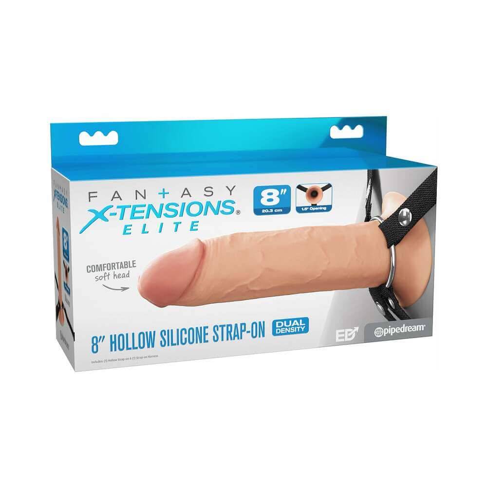 Fantasy X-Tensions Elite Hollow Silicone Strap-On 8 inches Light