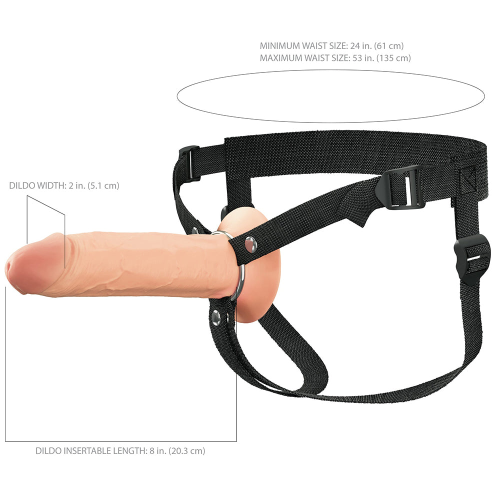 Fantasy X-Tensions Elite Hollow Silicone Strap-On 8 inches Light
