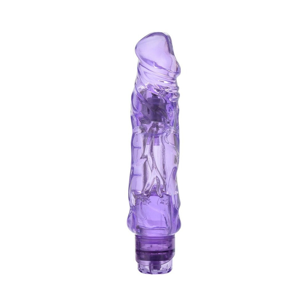 Adam & Eve Chubby Fun Vibrating Dildo in purple, featuring an enlarged, contoured structure for a powerful experience.