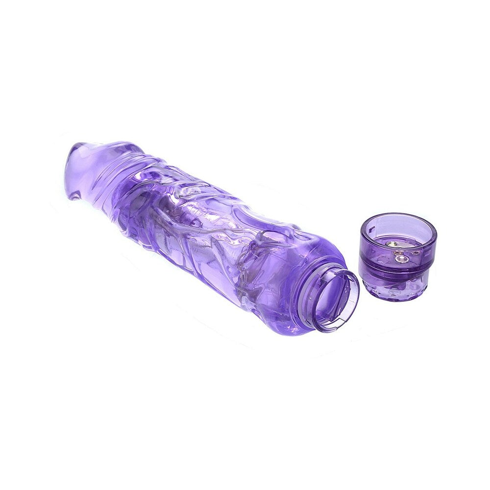 Adam & Eve Chubby Fun Vibrating Dildo in purple color, featuring a contoured, enlarged structure for enhanced experiences.