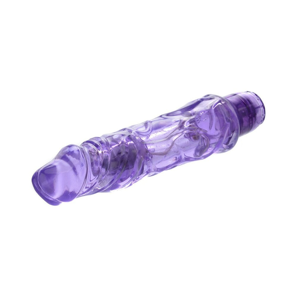 Adam & Eve Chubby Fun Vibrating Dildo in purple, designed for a fuller and powerful experience with contoured structure.