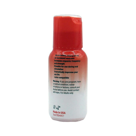 Adam and Eve Strawberry Clit Sensitizer 1 Oz bottle with applicator for enhancing pleasure.