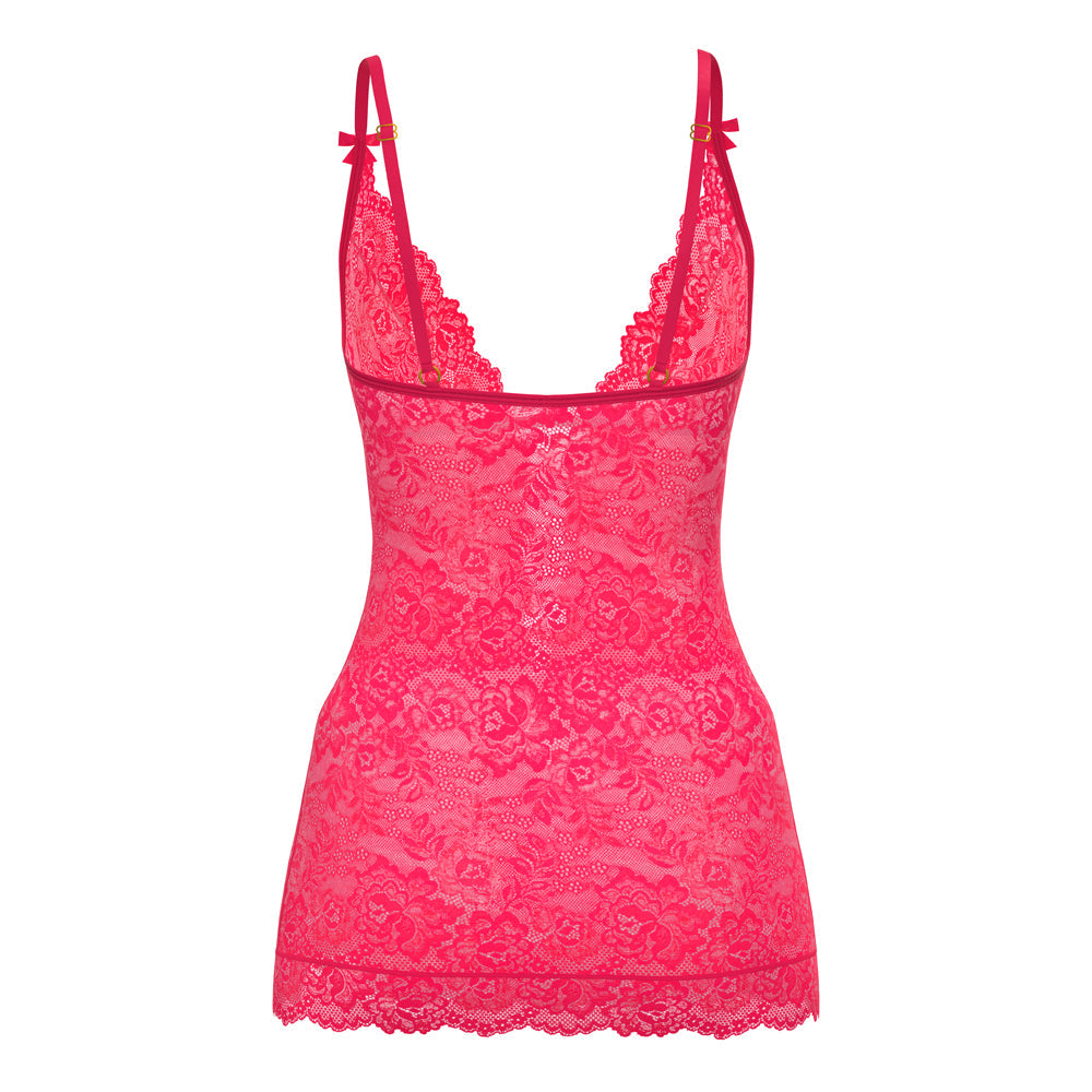 Magic Silk Get It Girl Plunge Chemise & G-Set Diva Pink S/M