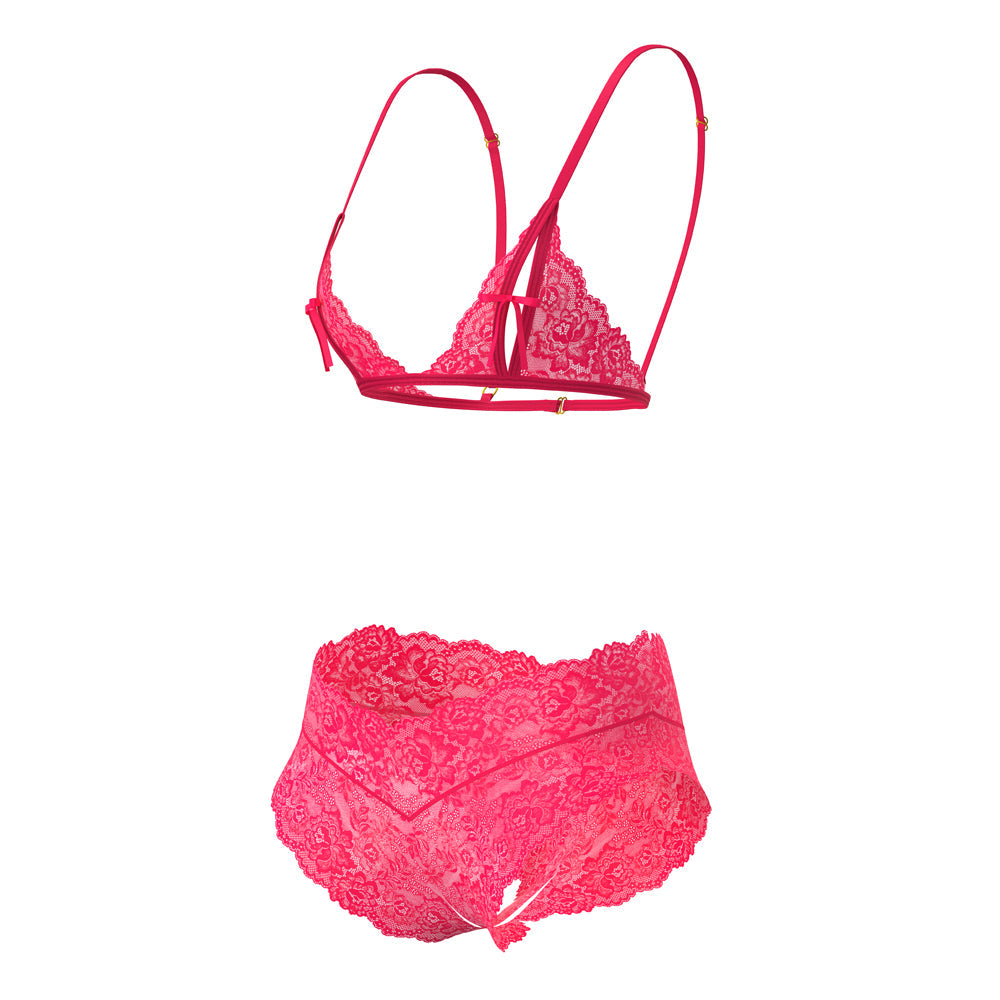 Magic Silk Get It Girl Peek-a-Boo Bralette & Split Crotch Boy Short Diva Pink L/XL