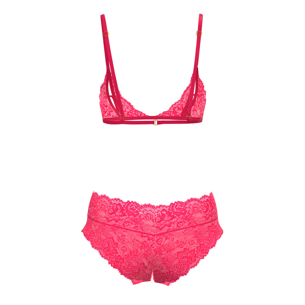 Magic Silk Get It Girl Peek-a-Boo Bralette & Split Crotch Boy Short Diva Pink Queen Size