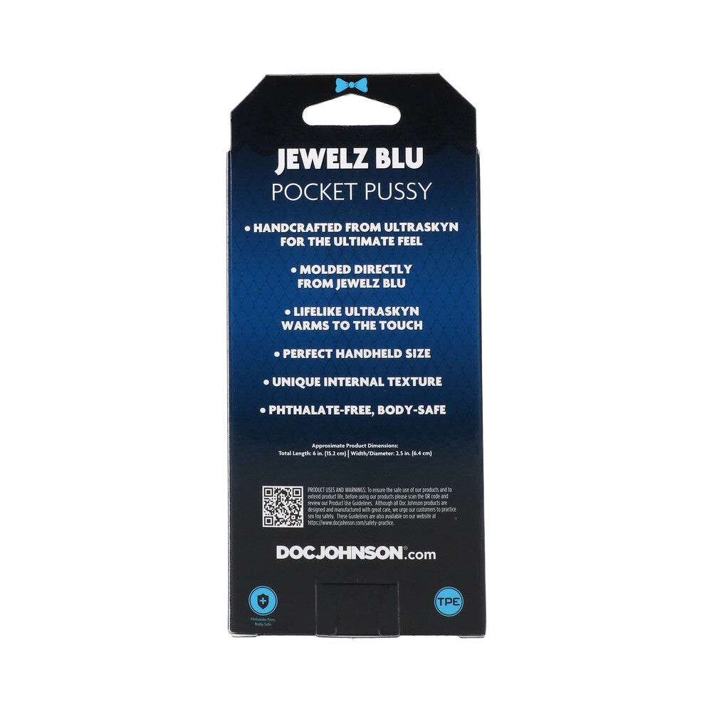 Signature Strokers Jewelz Blu ULTRASKYN Pocket Pussy Vanilla packaging showcasing features and benefits.