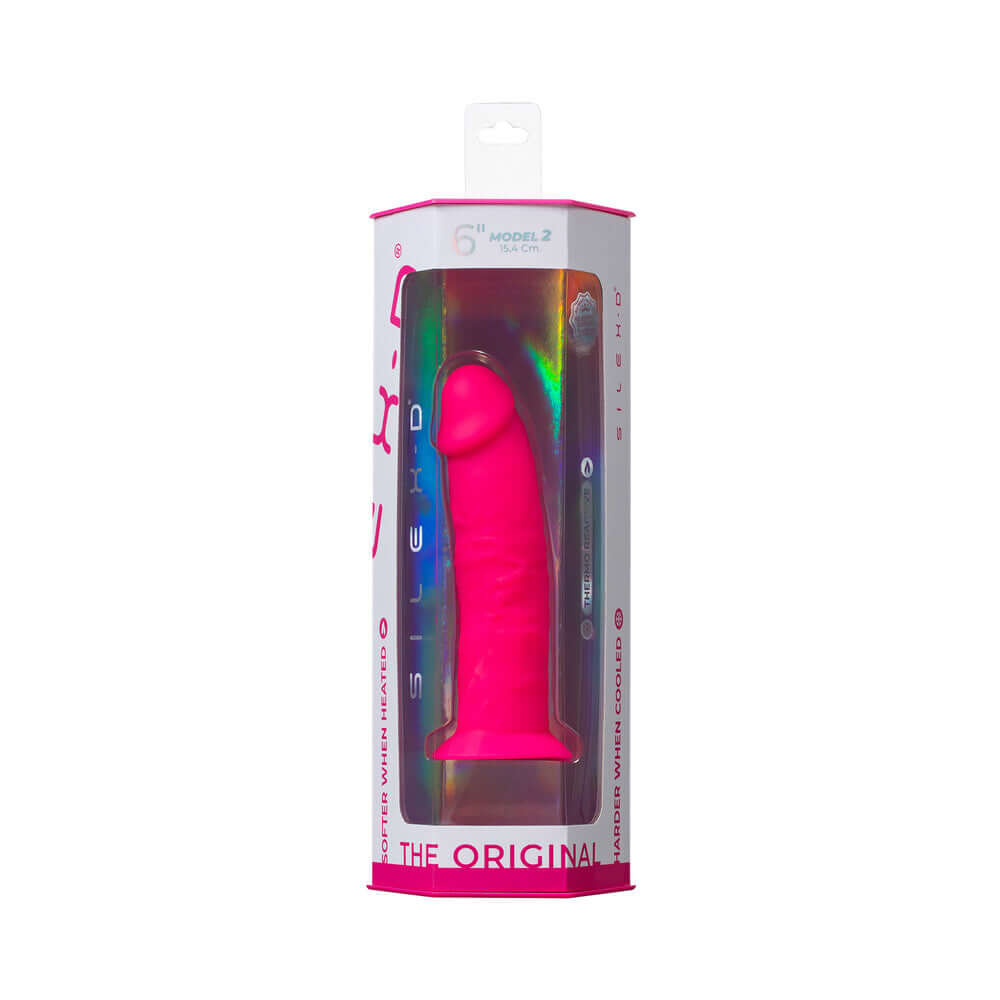 Silex-d The Original Model 2 Dildo 6 inches Pink packaging featuring double-density silicone and suction cup.