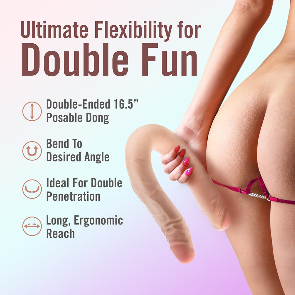 Dr. Skin Plus 16.5 inches Posable Double Dong Beige
