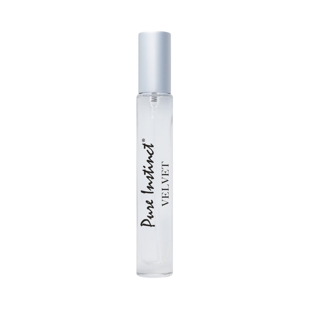 Pure Instinct Pheromone Perfume Spray Velvet 0.31 Oz bottle with silver cap