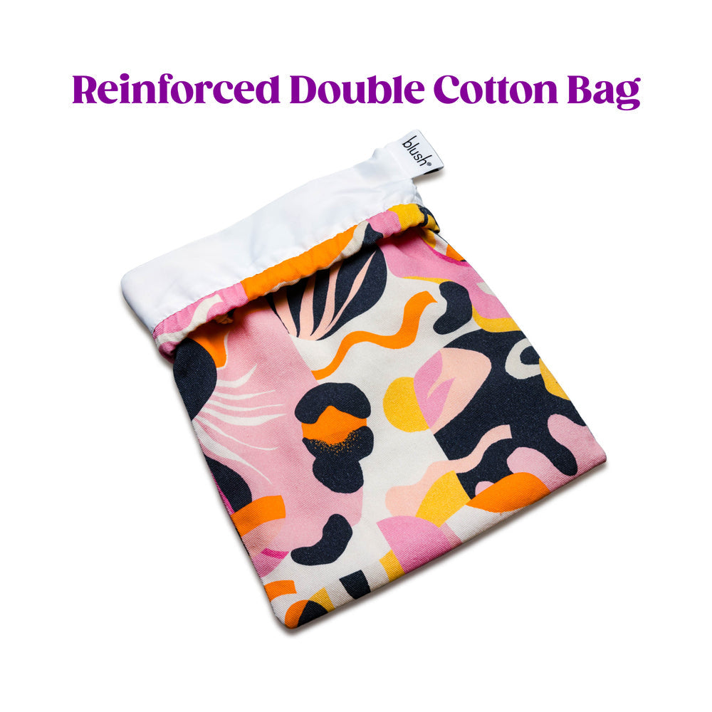 The Collection Burst Cotton Toy Bag in vibrant colors, designed for safe storage of toys and accessories.
