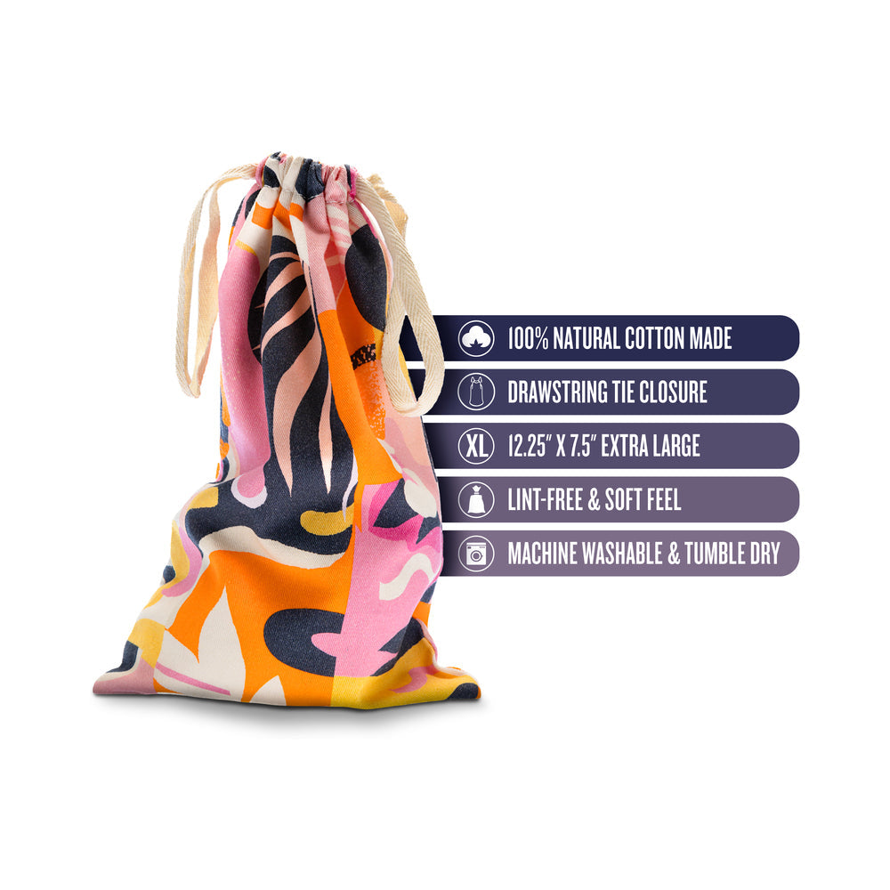 The Collection Burst Cotton Toy Bag showcasing vibrant design, made from 100% natural cotton, lint-free and machine washable.