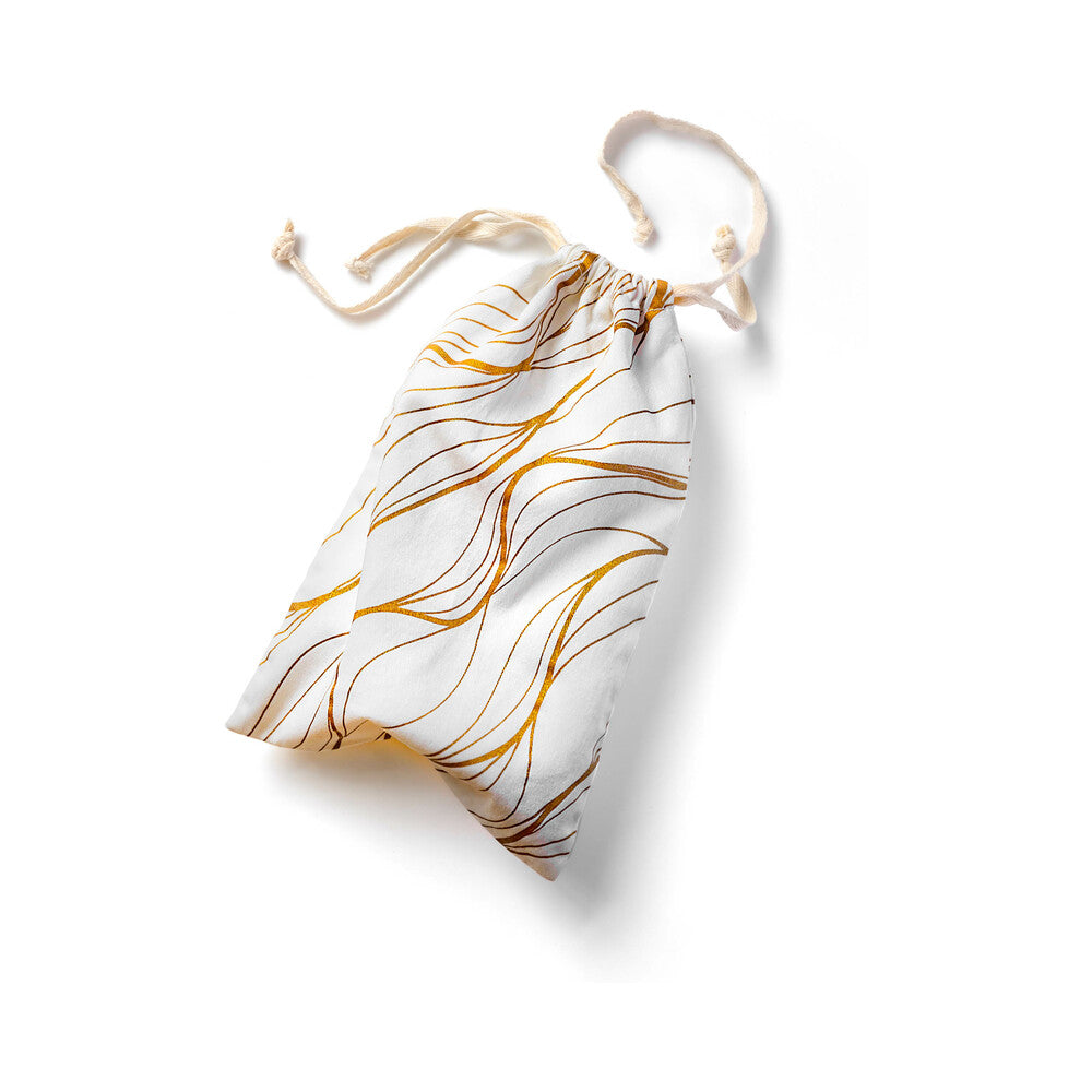 The Collection Embrace Cotton Toy Bag featuring a decorative wave design suitable for discreet toy storage.