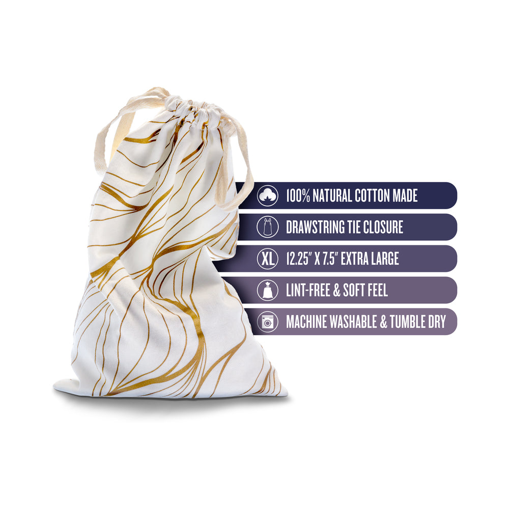The Collection Embrace Cotton Toy Bag features 100% natural cotton, extra large size, and drawstring closure.