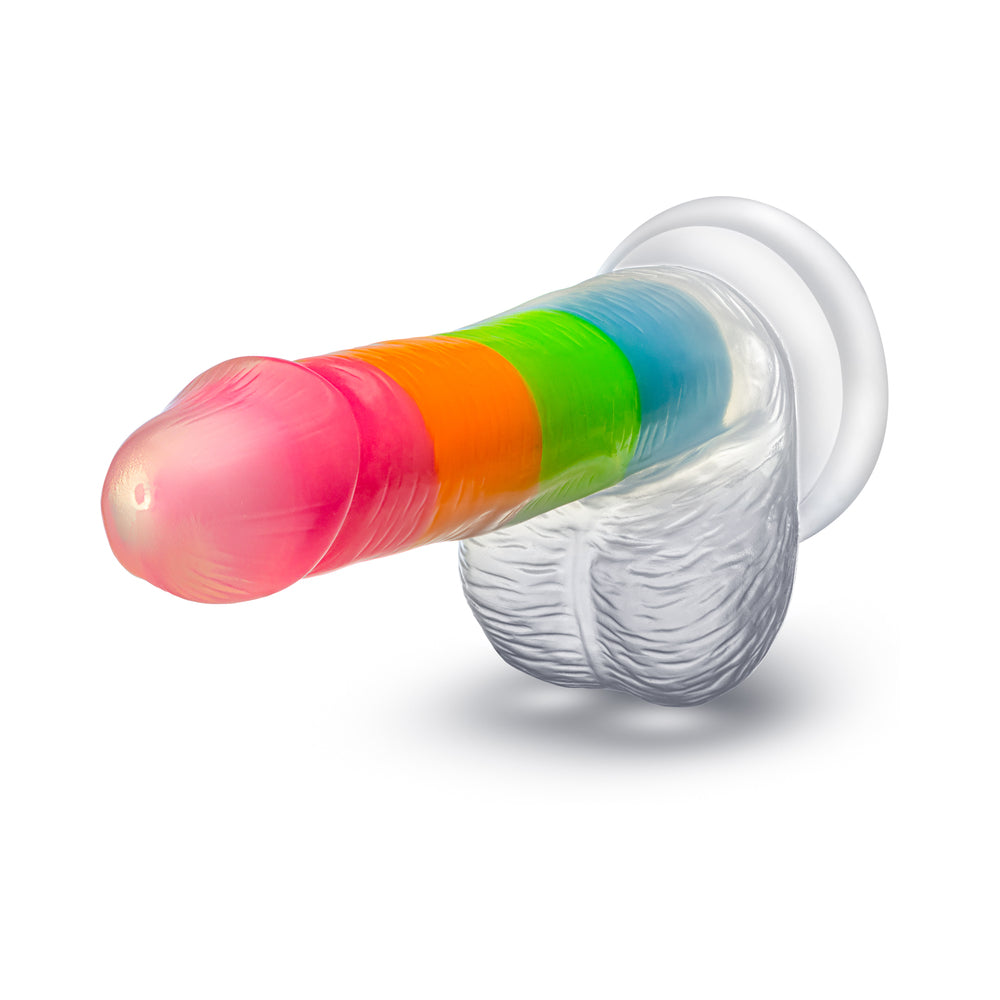 Neo Elite Glow-in-the-Dark Rainbow Rave 6.5 inches Silicone Dual Density Dildo
