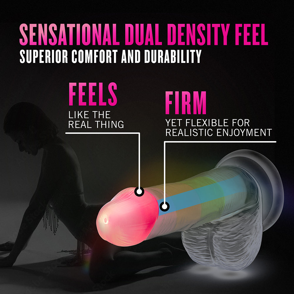 Neo Elite Glow-in-the-Dark Rainbow Rave 6.5 inches Silicone Dual Density Dildo